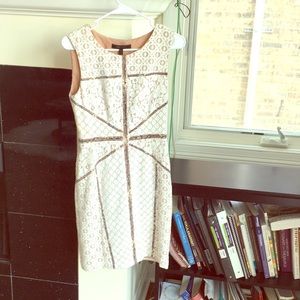 White and gold lace BCBG pencil dress!